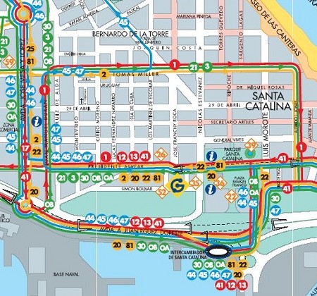 Mapa de las guaguas municipales
