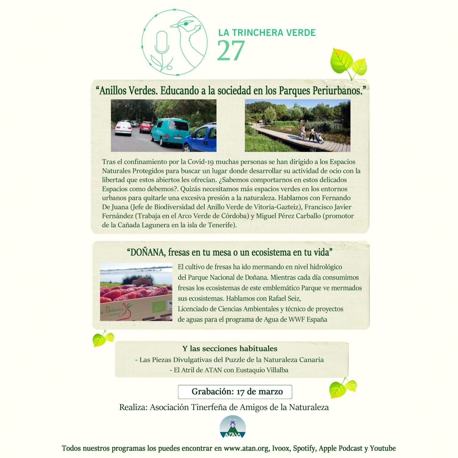 La Trinchera Verde 27 – Las Fresas secan Doñana. Anillos Verdes, Educando a la Sociedad