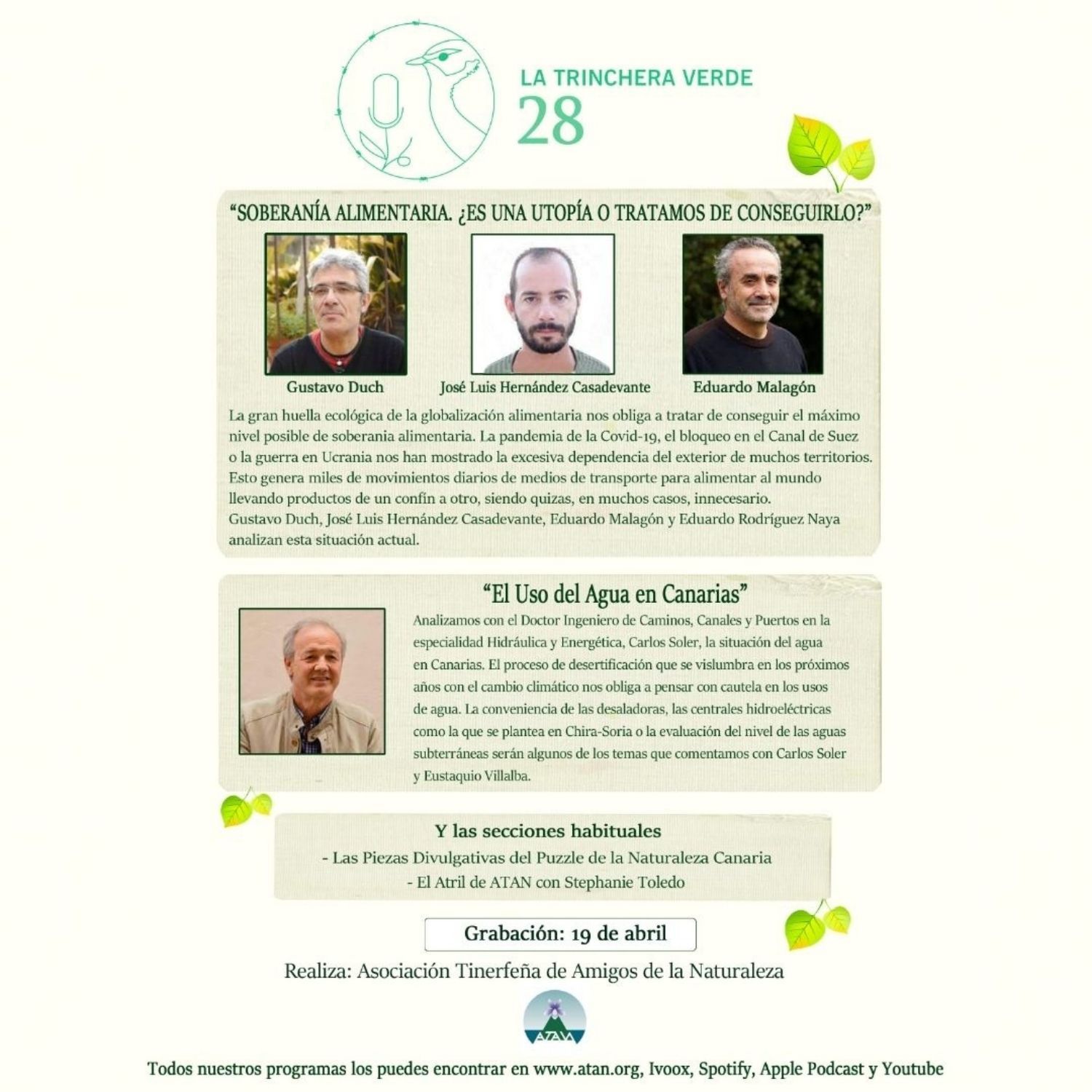La Trinchera Verde 28 – Los Girasoles de Ucrania y la Soberanía Alimentaria. Los Usos del Agua en Canarias
